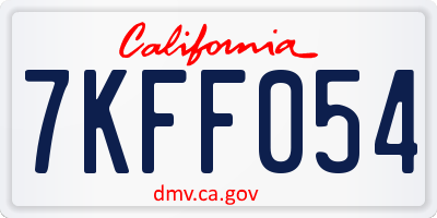 CA license plate 7KFF054