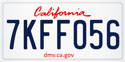 CA license plate 7KFF056
