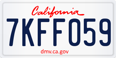 CA license plate 7KFF059