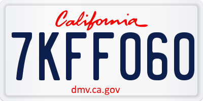 CA license plate 7KFF060