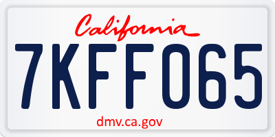 CA license plate 7KFF065