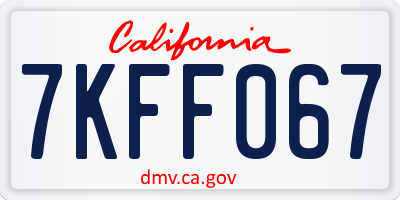 CA license plate 7KFF067
