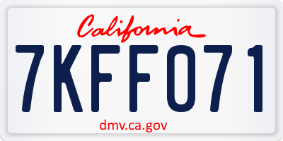 CA license plate 7KFF071