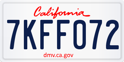 CA license plate 7KFF072