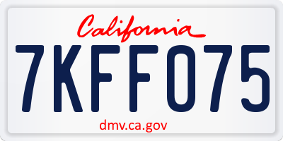 CA license plate 7KFF075