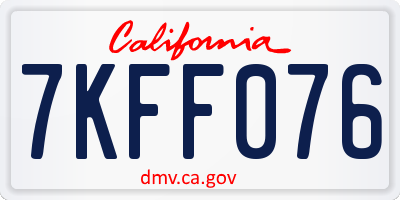 CA license plate 7KFF076