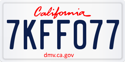 CA license plate 7KFF077