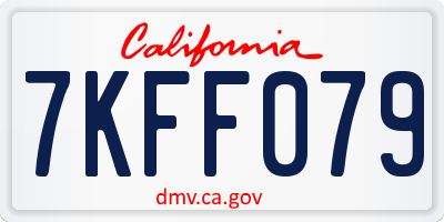 CA license plate 7KFF079