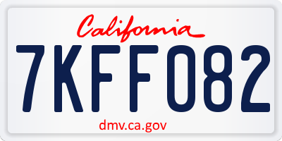 CA license plate 7KFF082