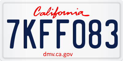 CA license plate 7KFF083