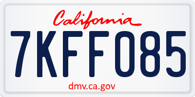 CA license plate 7KFF085
