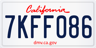 CA license plate 7KFF086