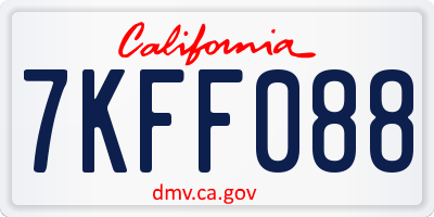 CA license plate 7KFF088