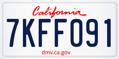 CA license plate 7KFF091