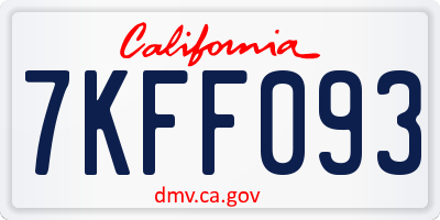 CA license plate 7KFF093