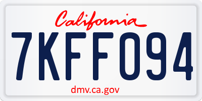 CA license plate 7KFF094