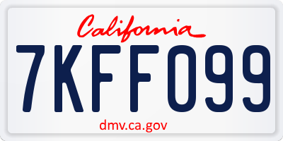 CA license plate 7KFF099