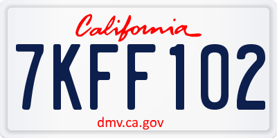 CA license plate 7KFF102