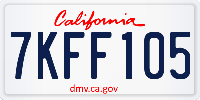CA license plate 7KFF105