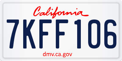 CA license plate 7KFF106