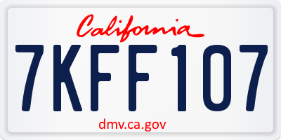 CA license plate 7KFF107