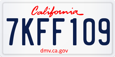 CA license plate 7KFF109