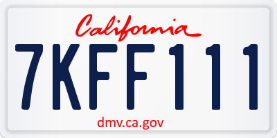 CA license plate 7KFF111