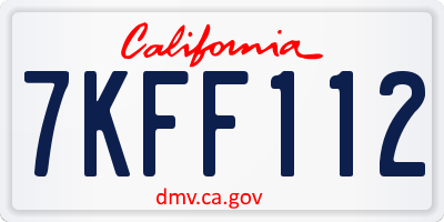 CA license plate 7KFF112