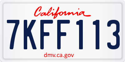CA license plate 7KFF113