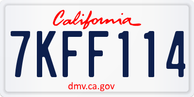 CA license plate 7KFF114
