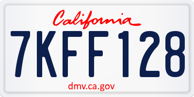 CA license plate 7KFF128