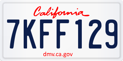 CA license plate 7KFF129