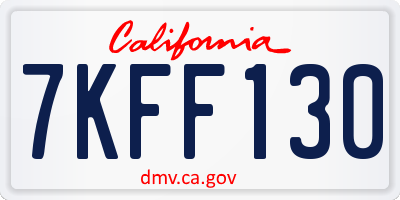 CA license plate 7KFF130