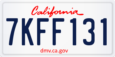 CA license plate 7KFF131