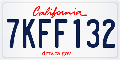 CA license plate 7KFF132
