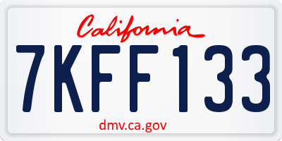 CA license plate 7KFF133
