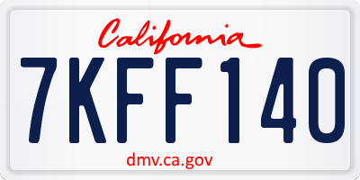 CA license plate 7KFF140