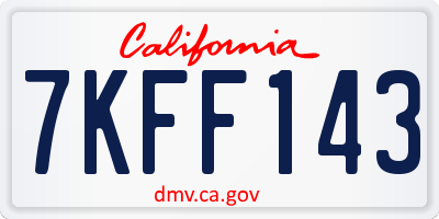 CA license plate 7KFF143