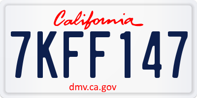 CA license plate 7KFF147