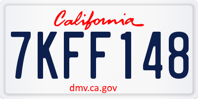 CA license plate 7KFF148
