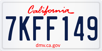 CA license plate 7KFF149