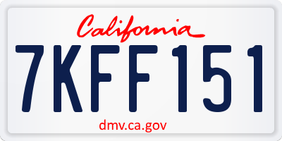 CA license plate 7KFF151