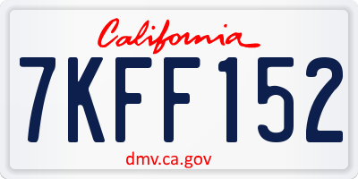 CA license plate 7KFF152