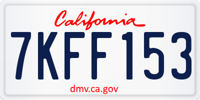 CA license plate 7KFF153