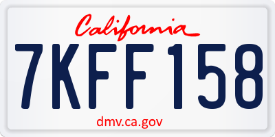 CA license plate 7KFF158