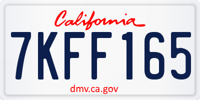 CA license plate 7KFF165