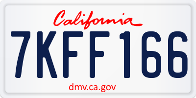 CA license plate 7KFF166