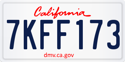 CA license plate 7KFF173