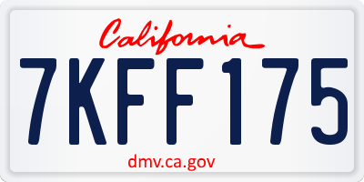 CA license plate 7KFF175