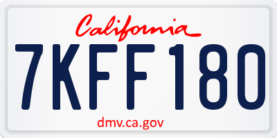 CA license plate 7KFF180